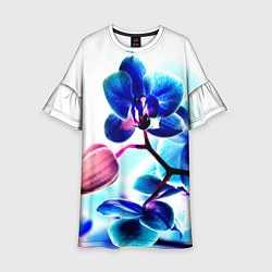 Платье клеш для девочки Фиолетовая орхидея, цвет: 3D-принт
