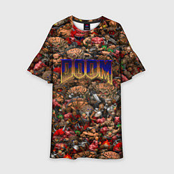 Платье клеш для девочки DOOM: Pixel Monsters, цвет: 3D-принт