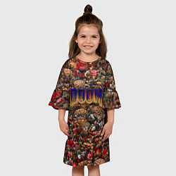 Платье клеш для девочки DOOM: Pixel Monsters, цвет: 3D-принт — фото 2