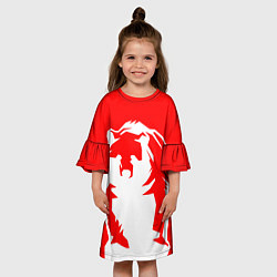 Платье клеш для девочки Красный медведь, цвет: 3D-принт — фото 2