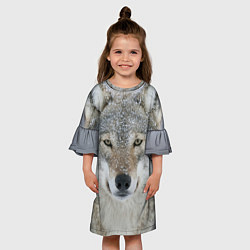 Платье клеш для девочки Милый волк, цвет: 3D-принт — фото 2