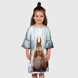 Платье клеш для девочки Лесной грызун, цвет: 3D-принт — фото 2
