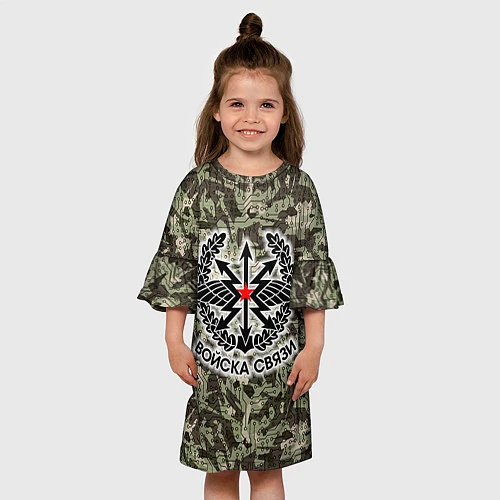 Детское платье Войска связи: камуфляж / 3D-принт – фото 3
