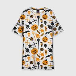 Платье клеш для девочки Узор Halloween, цвет: 3D-принт