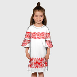 Платье клеш для девочки Славянский орнамент (на белом), цвет: 3D-принт — фото 2