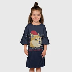 Платье клеш для девочки Doge Such Christmas, цвет: 3D-принт — фото 2