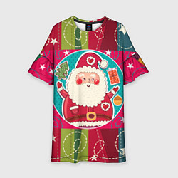 Платье клеш для девочки Дед мороз, цвет: 3D-принт