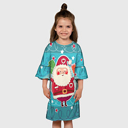 Платье клеш для девочки Дед мороз с подарками, цвет: 3D-принт — фото 2