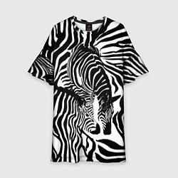 Платье клеш для девочки Полосатая зебра, цвет: 3D-принт