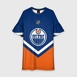 Платье клеш для девочки NHL: Edmonton Oilers, цвет: 3D-принт