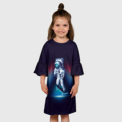 Платье клеш для девочки Космический скейтбордист, цвет: 3D-принт — фото 2