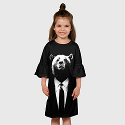Платье клеш для девочки Медведь бизнесмен, цвет: 3D-принт — фото 2