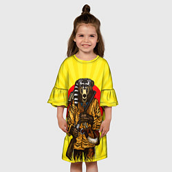 Платье клеш для девочки Медведь охотник, цвет: 3D-принт — фото 2