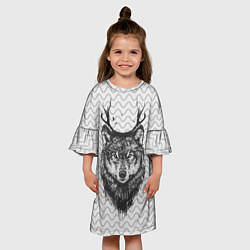 Платье клеш для девочки Рогатый волк, цвет: 3D-принт — фото 2