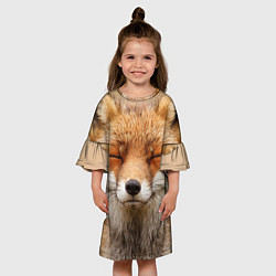 Платье клеш для девочки Лиса щурится, цвет: 3D-принт — фото 2