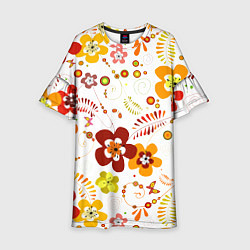 Платье клеш для девочки Летние цветы, цвет: 3D-принт