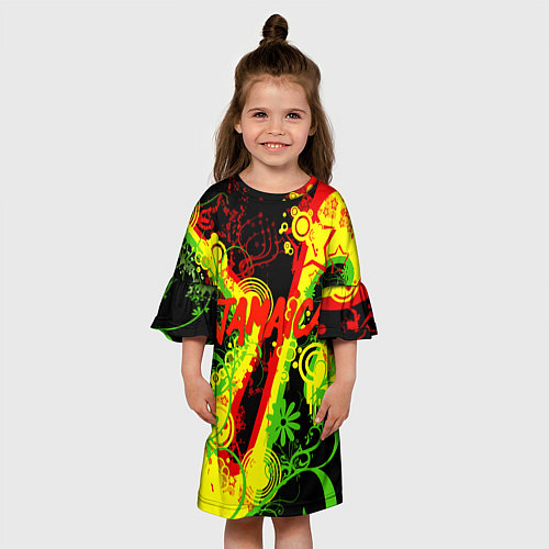 Детское платье Ямайка - музыка регги / 3D-принт – фото 3