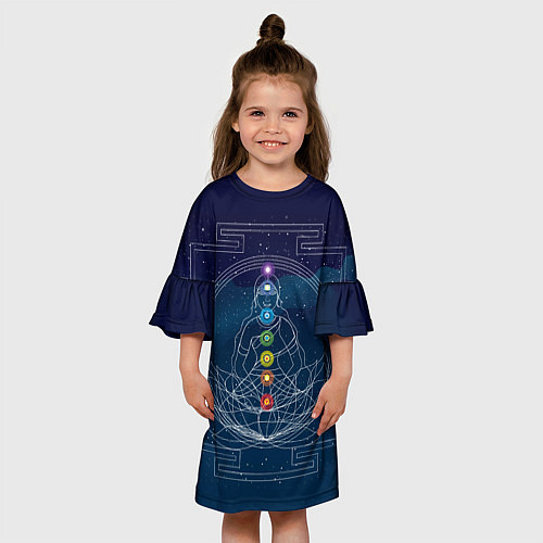 Детское платье Йога мандала - энергетические зоны / 3D-принт – фото 3