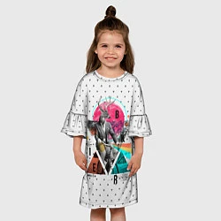 Платье клеш для девочки Олень почтальон, цвет: 3D-принт — фото 2