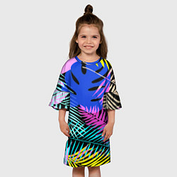 Платье клеш для девочки Тропические листья, цвет: 3D-принт — фото 2