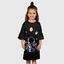 Платье клеш для девочки Космический жонглер, цвет: 3D-принт — фото 2