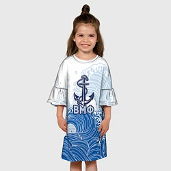 Платье клеш для девочки ВМФ: морские волны, цвет: 3D-принт — фото 2