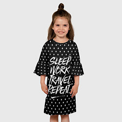 Платье клеш для девочки Sleep Work Travel Repeat, цвет: 3D-принт — фото 2