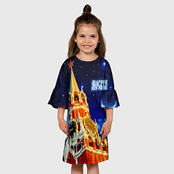 Платье клеш для девочки Москва - Спасская башня, цвет: 3D-принт — фото 2