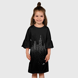 Платье клеш для девочки Ночной город, цвет: 3D-принт — фото 2