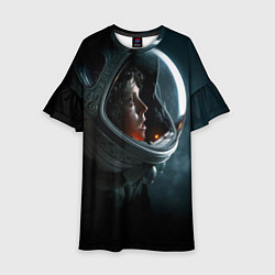 Платье клеш для девочки Девушка космонавт, цвет: 3D-принт
