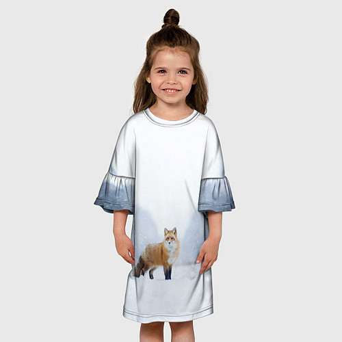 Детское платье Лиса на снегу / 3D-принт – фото 3