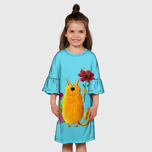 Детское платье Кот с цветком / 3D-принт – фото 3