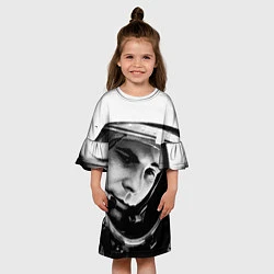 Платье клеш для девочки Гагарин космонавт, цвет: 3D-принт — фото 2