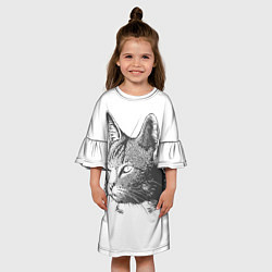 Платье клеш для девочки Кошка: карандаш, цвет: 3D-принт — фото 2