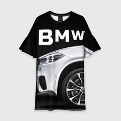 Платье клеш для девочки BMW: White Style, цвет: 3D-принт