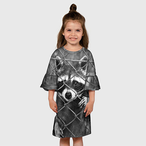 Детское платье Енот за решеткой / 3D-принт – фото 3