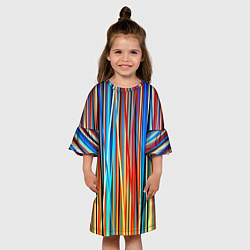 Платье клеш для девочки Colored stripes, цвет: 3D-принт — фото 2