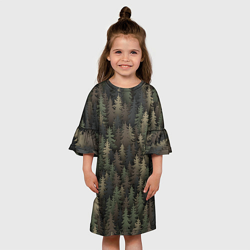 Детское платье Лесной камуфляж / 3D-принт – фото 3