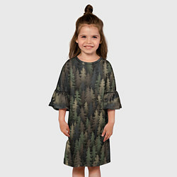 Платье клеш для девочки Лесной камуфляж, цвет: 3D-принт — фото 2