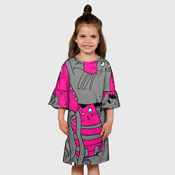 Платье клеш для девочки Кот2, цвет: 3D-принт — фото 2