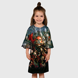 Платье клеш для девочки Warhammer 40k: Skulls, цвет: 3D-принт — фото 2