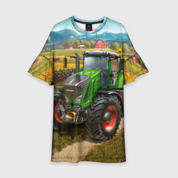 Платье клеш для девочки Farming simulator 2, цвет: 3D-принт