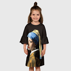 Платье клеш для девочки Девушка с жемчужной сережкой, цвет: 3D-принт — фото 2