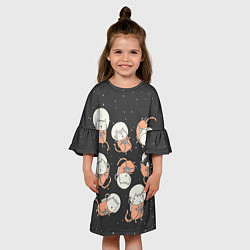 Платье клеш для девочки Космические котики, цвет: 3D-принт — фото 2