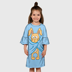 Платье клеш для девочки Стеснительный кролик, цвет: 3D-принт — фото 2