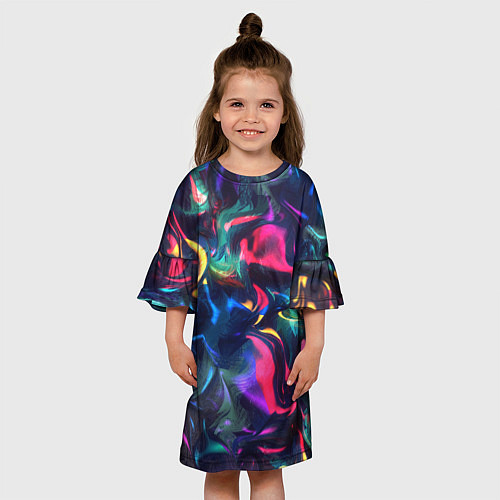 Детское платье Неоновая вода / 3D-принт – фото 3