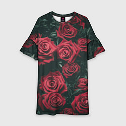 Платье клеш для девочки Бархатные розы, цвет: 3D-принт