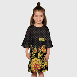 Платье клеш для девочки Russia: black edition, цвет: 3D-принт — фото 2