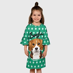 Платье клеш для девочки Beagle Face, цвет: 3D-принт — фото 2