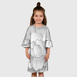 Платье клеш для девочки Grey flowers, цвет: 3D-принт — фото 2